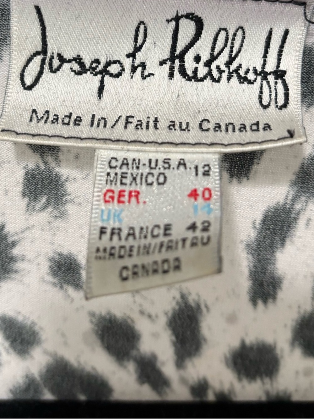 Joseph Ribkoff Black and White Leopard-Print Wrap Top Metallic Buckle Size 12 - Picture 2 of 8